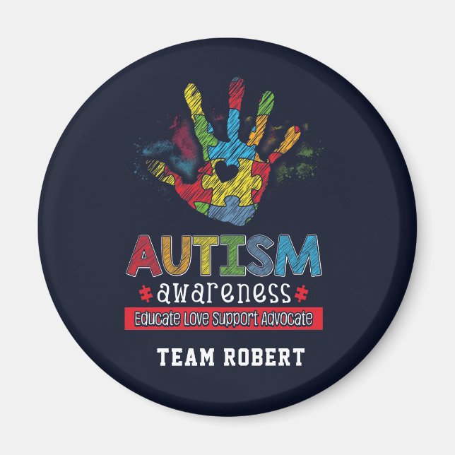 Imã Conscientização Personalizada sobre Autismo Educar (Frente)