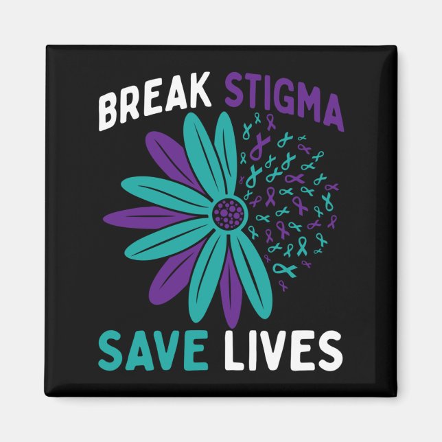 Imã Conscientização Prevenção Roxo Azul Quebra Estigma (Frente)