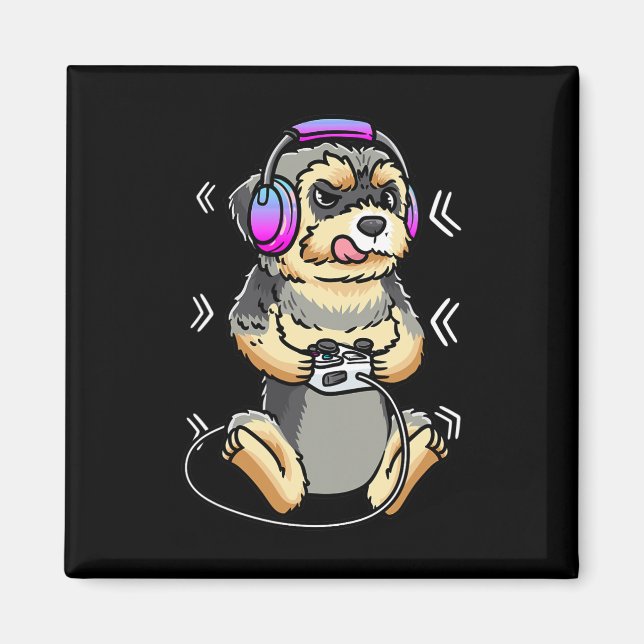 Imã Console de Jogos de Vídeo de Cachorro Morkie Jogad (Frente)