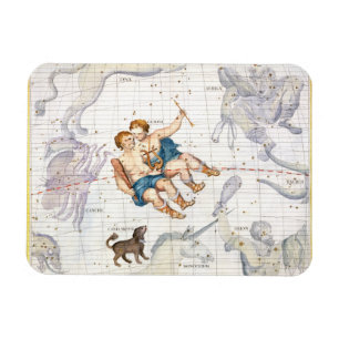 Ímã Constelação de Gêmeos com menor de Canis, placa
