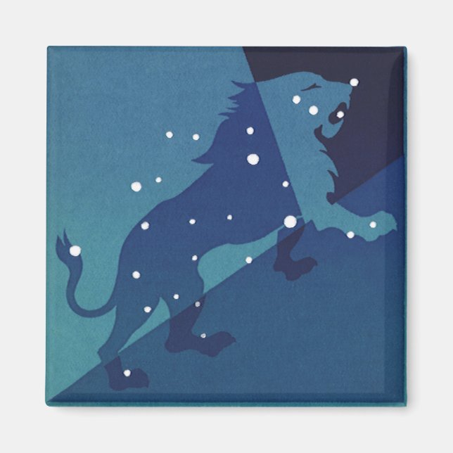Imã Constelação Leo Lion Vintage Astrologia Zodiac (Frente)