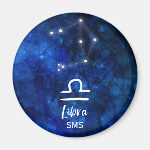 Imã Constelação Zodiacal de Libra em Galáxia Azul Mono