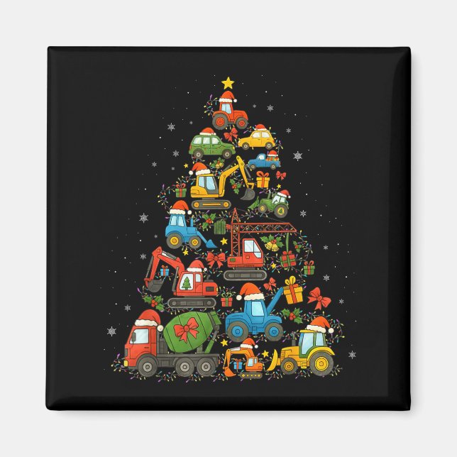 Imã Construction Truck Christmas Tree Funny Xmas Holid (Frente)
