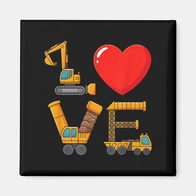 Imã Construction Valentine Love Spelled With Trucks Ex (Frente)