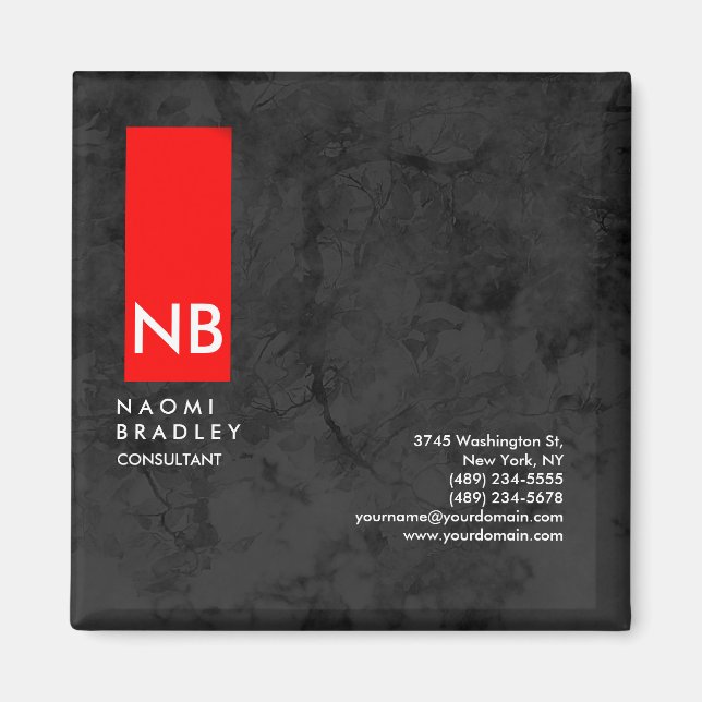 Imã Consultor moderno de padrão de Cinza vermelha mono (Frente)