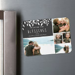 Ímã Contando nossas bençãos Colagem de Foto Verde 4X3<br><div class="desc">Contando nossas bênçãos O imã Natal Holiday apresenta colagem de fotos com verde de Natal. A cinza pode ser alterada para corresponder às suas fotos entrando em "clique para personalizar mais".</div>