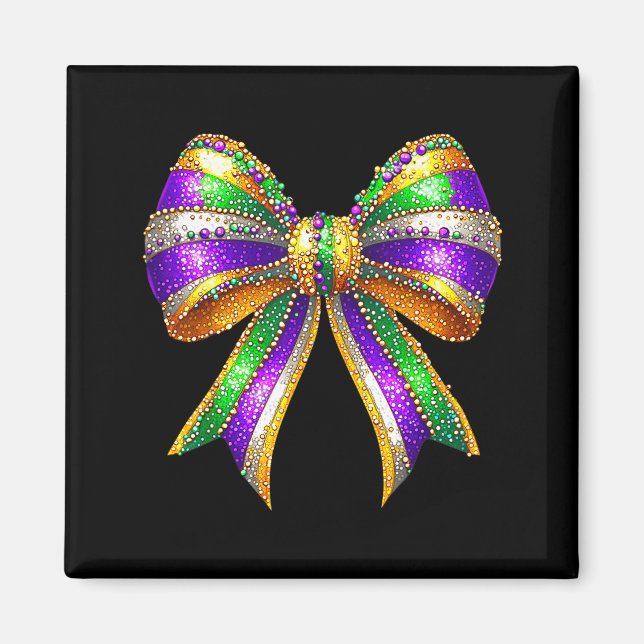 Imã Contas de Mardi Gras Design de Laço Coquete (Frente)
