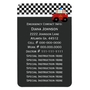 Ímã Contato da emergência: Firetruck