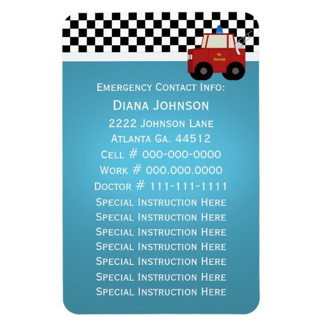 Ímã Contato de Emergência do Caminhão de Fogo (Vertical)