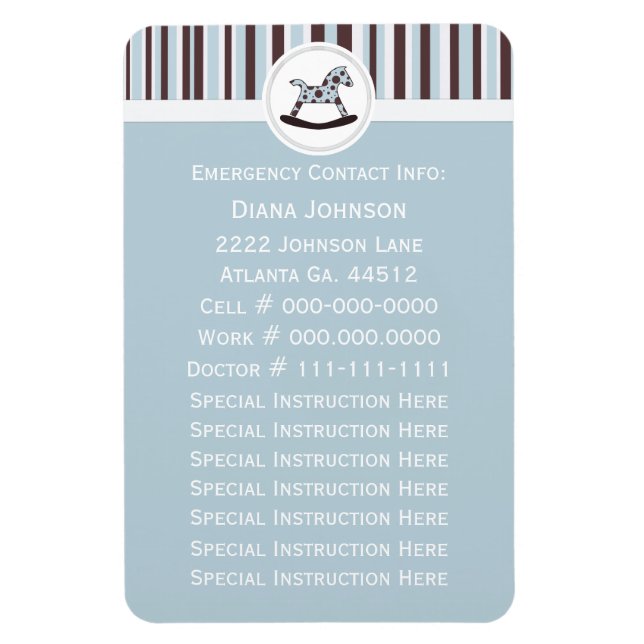 Ímã Contato de emergência: Magneta 2 Premium de Cavalo (Vertical)