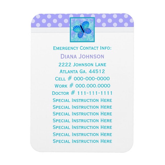 Ímã Contato de Emergência: Magneta Premium com Borbole (Vertical)