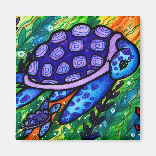 Imã "Continue!" Tartaruga-do-mar e Magneta-bebê (Frente)