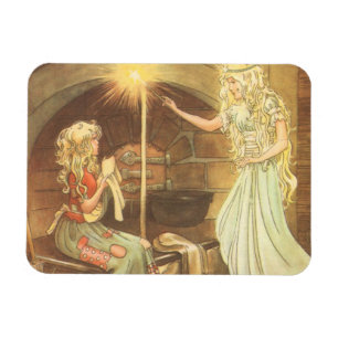 Ímã Conto de fadas do vintage, Cinderella e madrinha