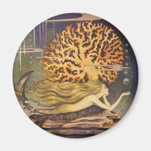 Imã Conto de fadas do vintage, sereia pequena no coral