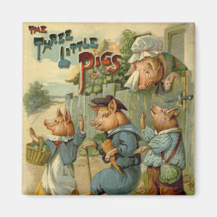 Imã Conto de fadas do vintage, três porcos pequenos