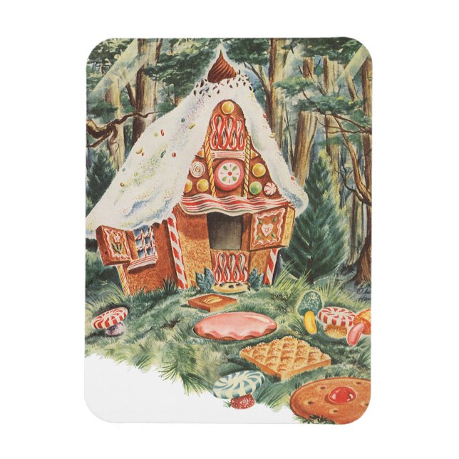 Ímã Conto de Fadas Vintage, Casa de Doces do Hansel e  (Vertical)