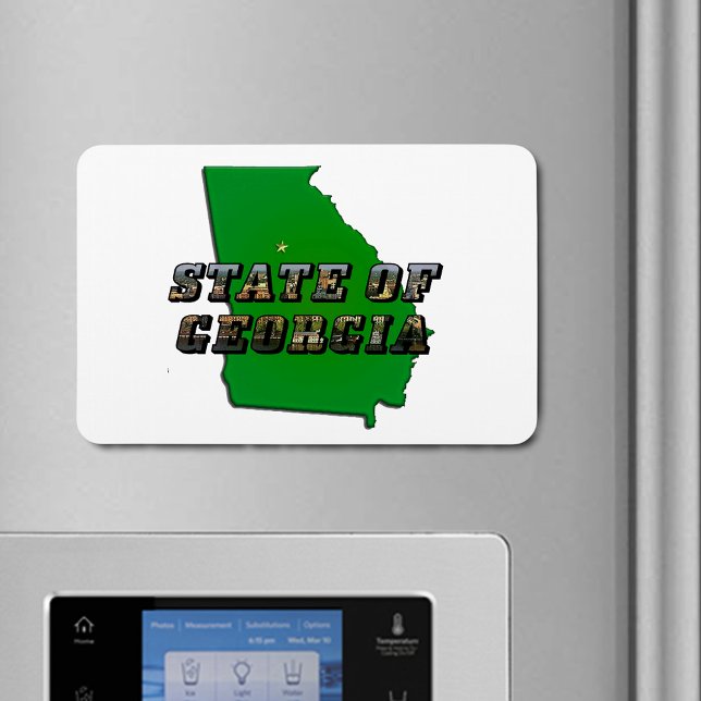 Ímã Contorno do Mapa do Estado da Geórgia e Texto da I (State of Georgia Map Outline and Picture Text Magnet)