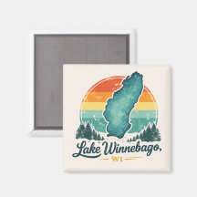 Contorno do Mapa do Lago Winnebago WI Pôr do Sol