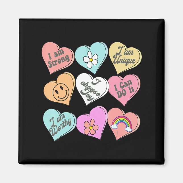 Imã Conversation Hearts Groovy Valentines Day Cute Tea (Frente)