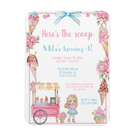 Ímã Convite de Aniversário para sorvete e Floral