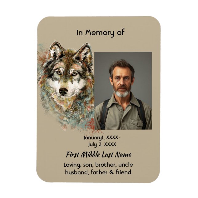 Ímã Convite de Arte de Lobo Memorial de Lembrança (Vertical)