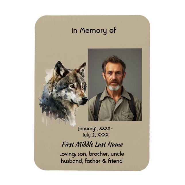 Ímã Convite de Arte de Lobo Memorial de Lembrança (Vertical)