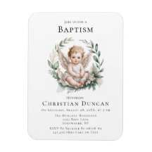 Convite de Batismo com Asas de Anjo em Aquarela