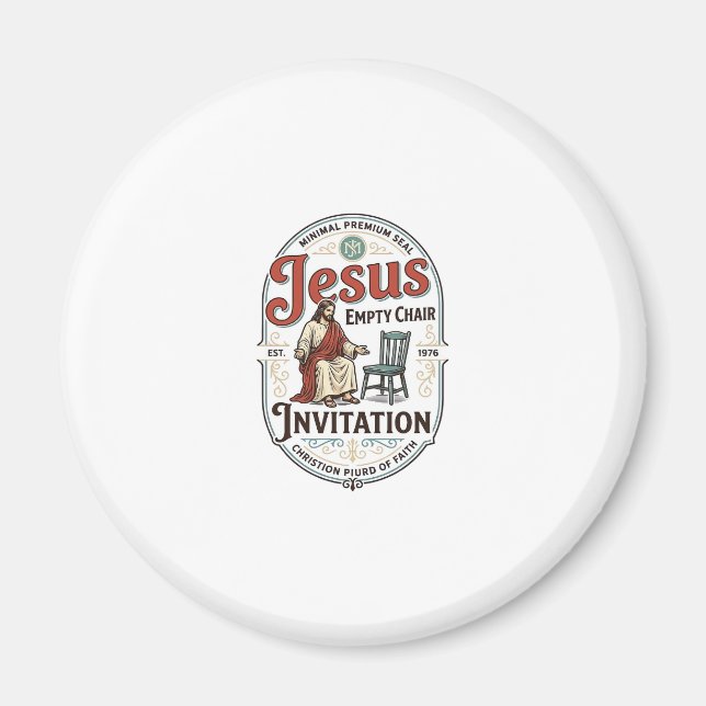 Imã Convite de Cadeira Vazia de Jesus Convite de Cadei (Frente)