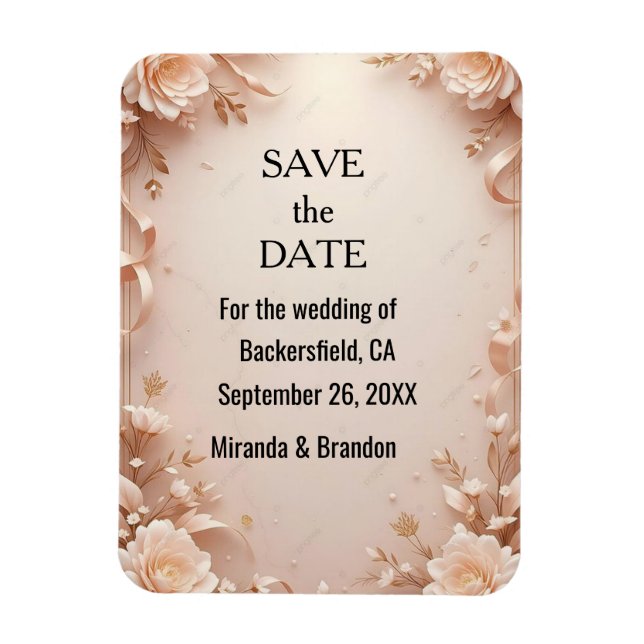 Ímã Convite de casamento de flores (Vertical)