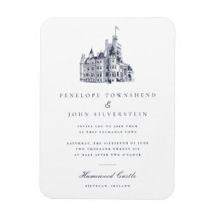 Ímã Convite de Casamento Elegante Castelo Vintage