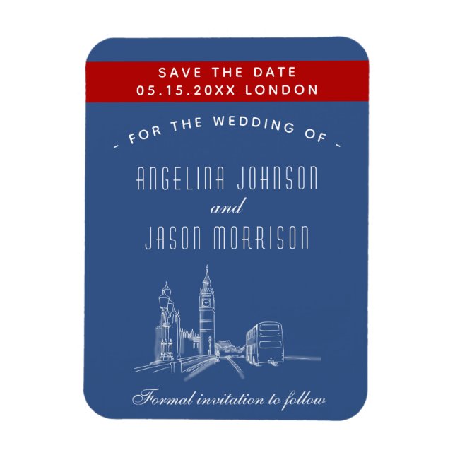 Ímã Convite de casamento em Londres para salvar a data (Vertical)