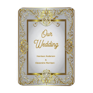 Ímã Convite de Casamento em Ouro e Prata Elegante – Or