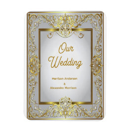 Ímã Convite de Casamento em Ouro e Prata Elegante – Or