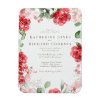 Convite De Casamento Floral De Vermelho E Blush De