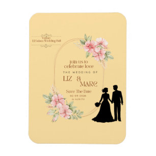 Ímã Convite De Casamento Floral Elegante