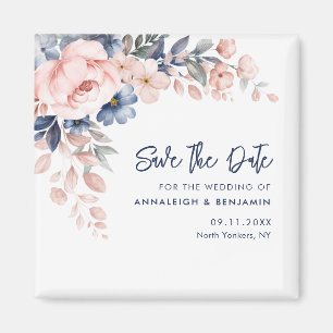 Imã Convite de casamento floral rosa para guardar a da
