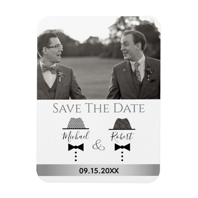 Ímã Convite de casamento gay com foto para salvar a da (Vertical)
