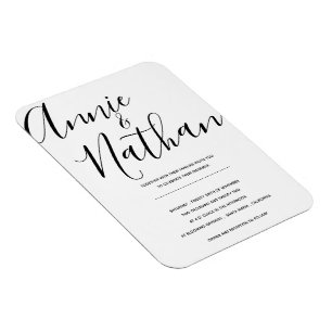 Ímã Convite de Casamento Minimalista Preto Elegante