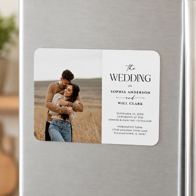 Ímã Convite de Casamento Modern Whimsy com Foto (Criador carregado)