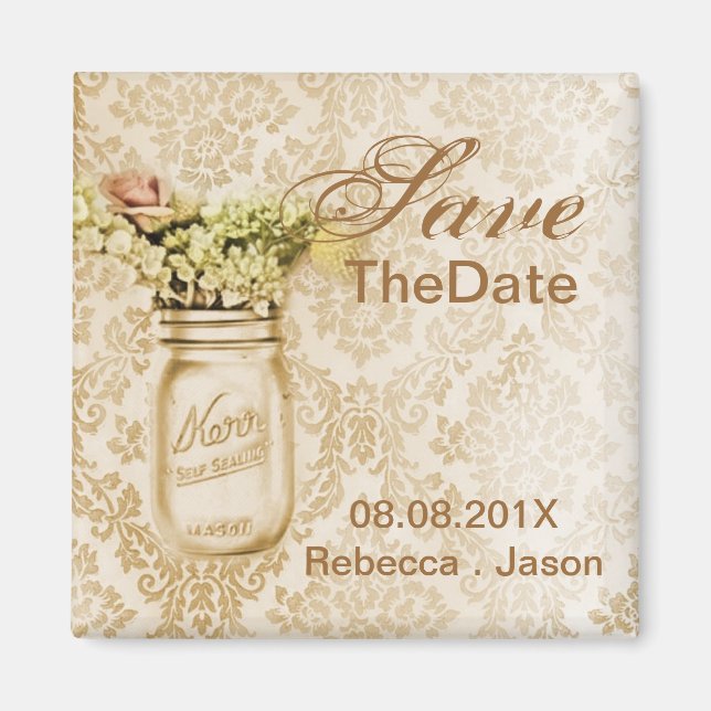 Imã Convite de casamento save the date em jarro de mas (Frente)