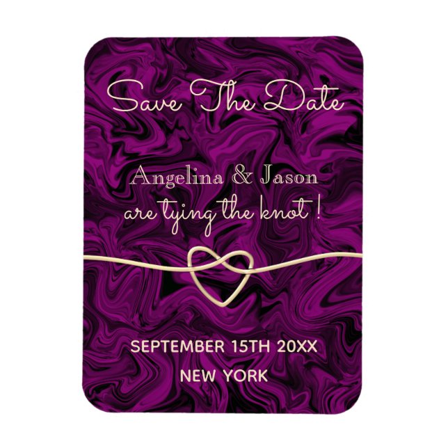 Ímã Convite de casamento simples roxo para salvar a da (Vertical)