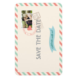 Ímã Convite de casamento vintage por correio aéreo com