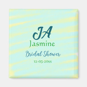 Imã Convite de chá de noiva em aquarela pastel azul ve