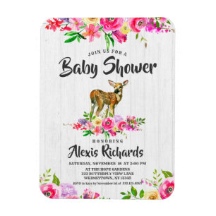 Ímã Convite de Churrasco de Bebê Floral Aquarela com C