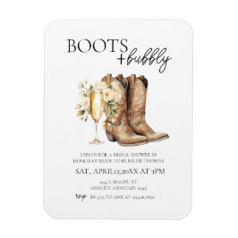 Ímã Convite de Chuveiro de Noiva Elegante com Botas e