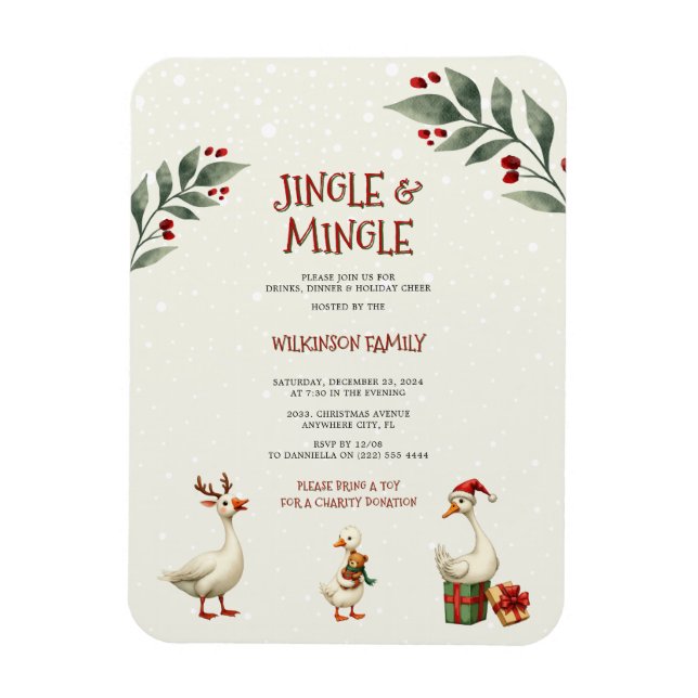 Ímã Convite de festas de Jingle Mingle em Gês de Natal (Vertical)