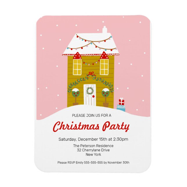 Ímã Convite de festas de Natal da Casa de Pão Gingerpã (Vertical)