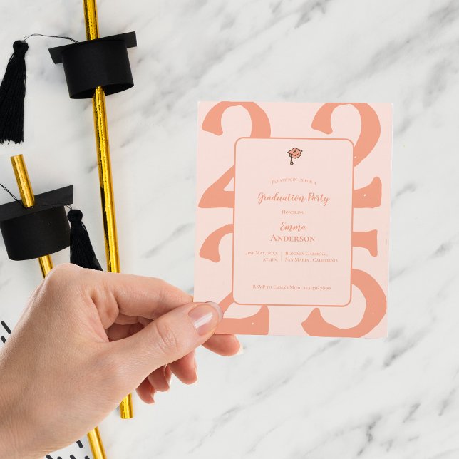 Ímã Convite de festas Simples de Graduação 2025 Minima (Minimalist Class of 2025 Elegant Graduation Party Invitation Magnet)