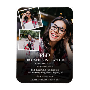 Ímã Convite de Graduação Mag de 3 Fotos para Festa de 