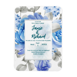 Ímã Convite De Magnet Floral Azul Profundo